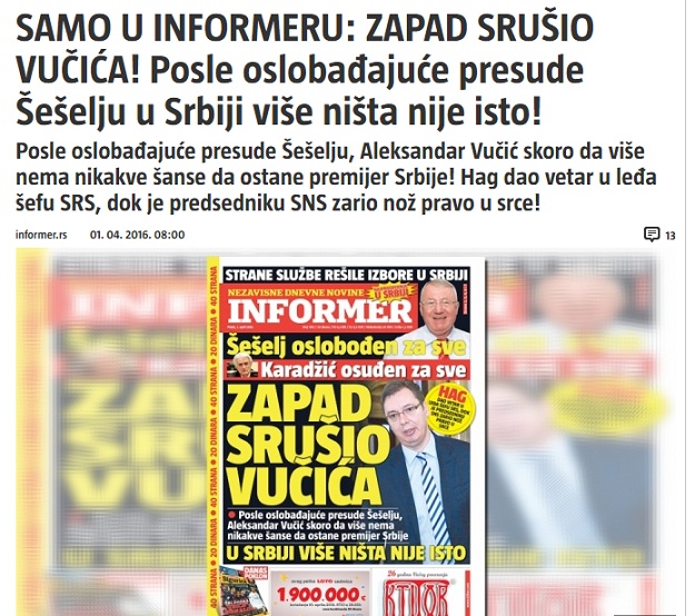 Srpski mediji: Haag glasa za Šešelja na izborima, u Srbiji više ništa nije isto