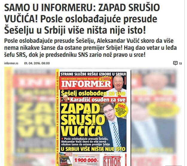 Srpski mediji: Haag glasa za Šešelja na izborima, u Srbiji više ništa nije isto