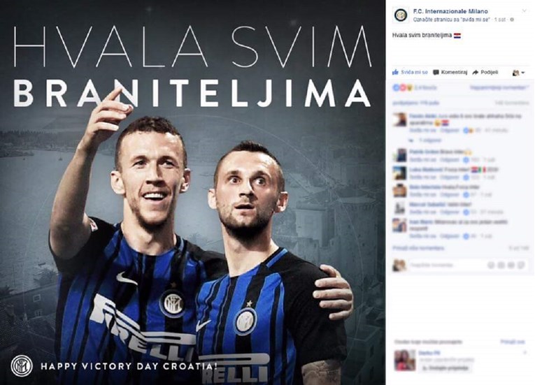 INTER ČESTITAO HRVATSKOJ DAN POBJEDE I ZAHVALIO SE BRANITELJIMA I zatim izbrisao objavu!