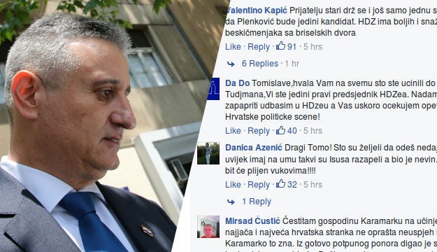 HDZ-ovci na Facebooku dižu Karamarka u nebo: "Pravednom ti sude jude, u srcu te nosimo"