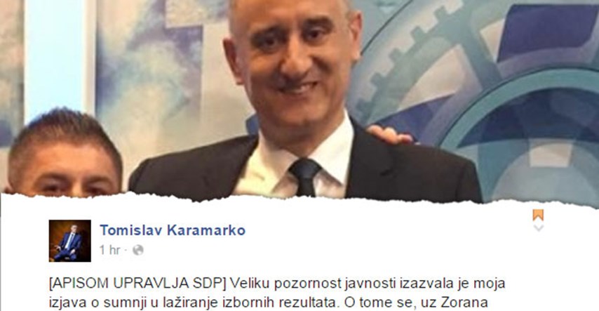 Karamarko: Neka nadležna tijela provjere SDP-ov APIS zbog krađe glasova u izbornoj noći