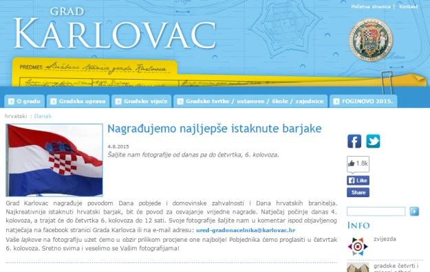 Kad se domoljublje otme kontroli: Grad Karlovac "nagrađuje najljepše istaknute barjake"