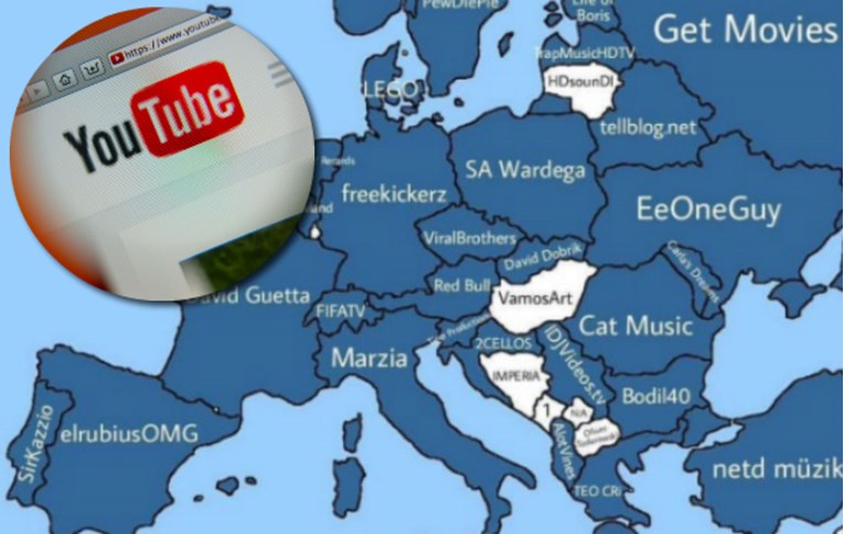 Karta prikazuje najpopularnije YouTube kanale diljem Europe, iznenadit će vas podatak o Hrvatskoj