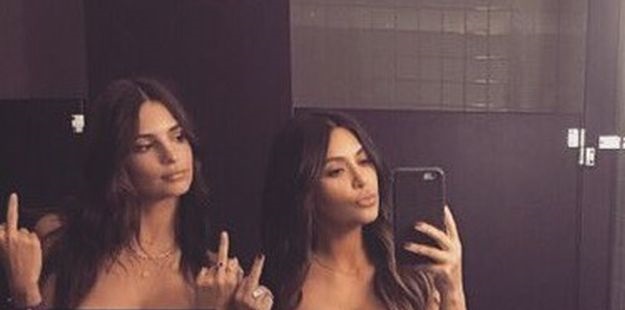 Dupla doza sisa: Kim Kardashian i Emily Ratajkowski zajedno se fotkale bez grudnjaka