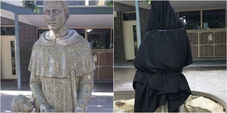 Katolička škola morala prekriti tek postavljen kip zbog nezgodnog detalja: "Kruh je penis"