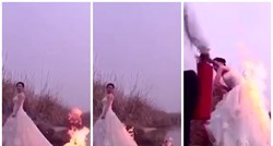 VIDEO Sekunde do katastrofe: Mladenka pozirala u zapaljenoj vjenčanici