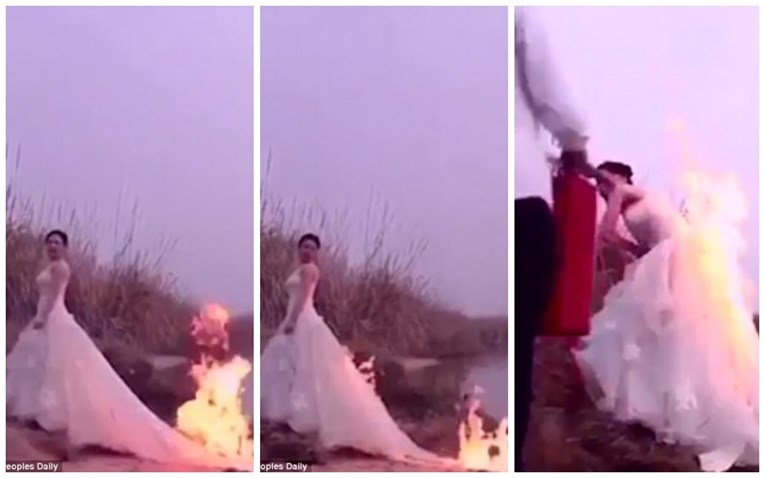 VIDEO Sekunde do katastrofe: Mladenka pozirala u zapaljenoj vjenčanici