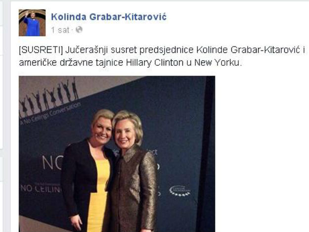 Na Kolindinoj službenoj stranici piše da je bila s državnom tajnicom Hillary  koja to nije od 2013.