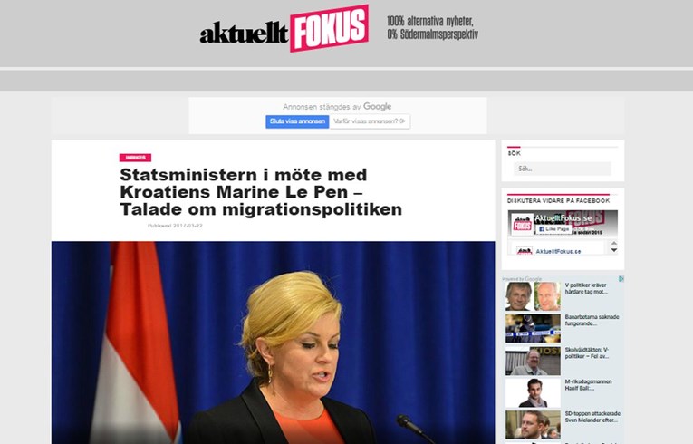 Švedski medij  o posjeti "kontroverzne" Kolinde: Ona je hrvatska Marine Le Pen