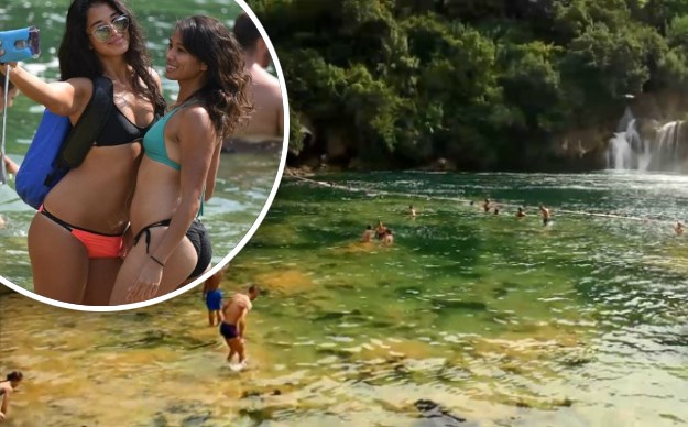 FOTO Atraktivne turistkinje u Nacionalnom parku Krka spas od vrućina potražile u plićacima