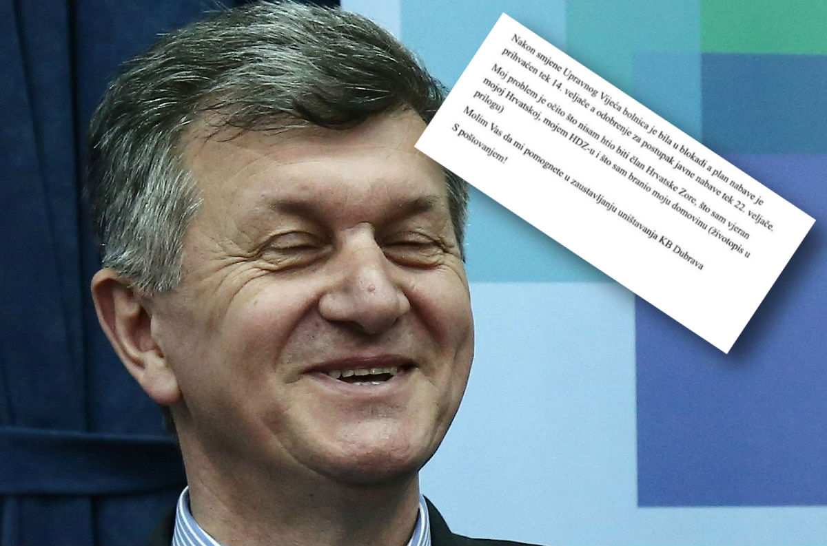 Ravnatelj bolnice žali se Plenkoviću: Nisam htio u Kujundžićevu stranku, želi me smijeniti