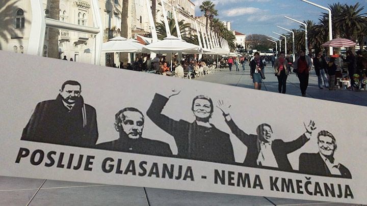 "Poslije glasanja nema kmečanja": Navijači u kampanji oblijepili Split likovima Kolinde i Mamića
