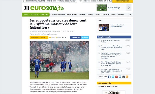 Le Monde bolje razumije što se događa od Kolinde: "Hrvatski navijači se bore protiv mafijaša"