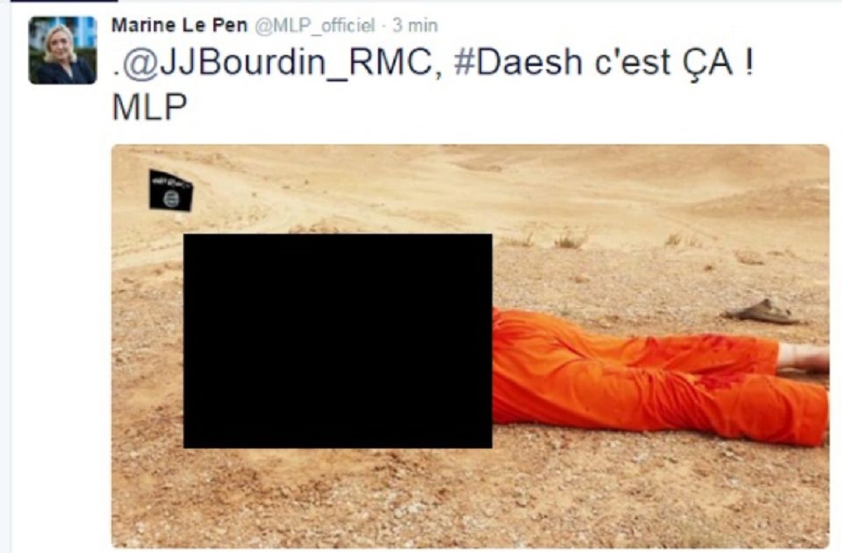Čelnica francuske ekstremne desnice optužena zbog objave stravičnih ISIS-ovih fotografija