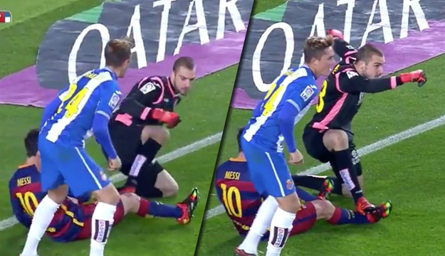 Golman Espanyola koji je namjerno nagazio Messija ponovno provocira Barcelonu