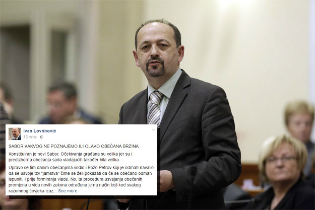 Lovrinović: Ono što je Petrov jučer napravio u Saboru izaziva zabrinutost