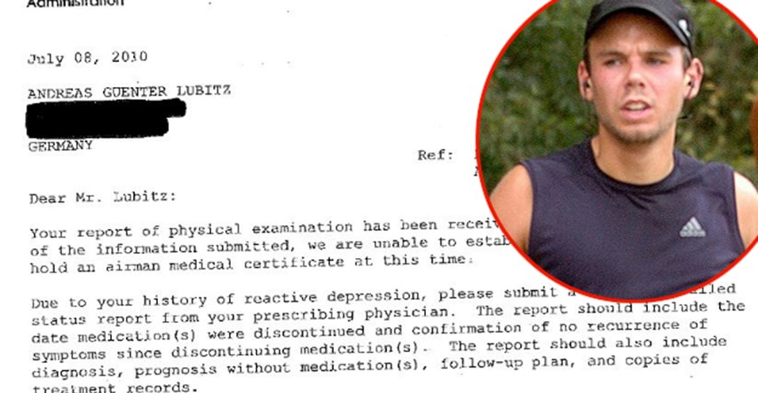Objavljeni dokumenti: Lubitz pokušao zavarati FAA, njemački liječnici tvrdili da je potpuno psihički zdrav