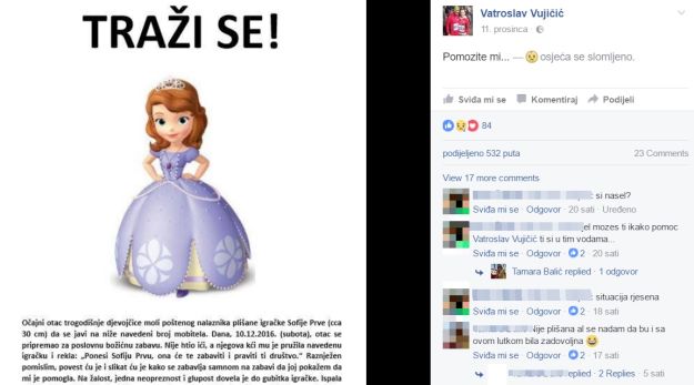 Očajni tata u Zagrebu izgubio omiljenu igračku svoje kćerkice, sad traži pomoć i nudi nagradu