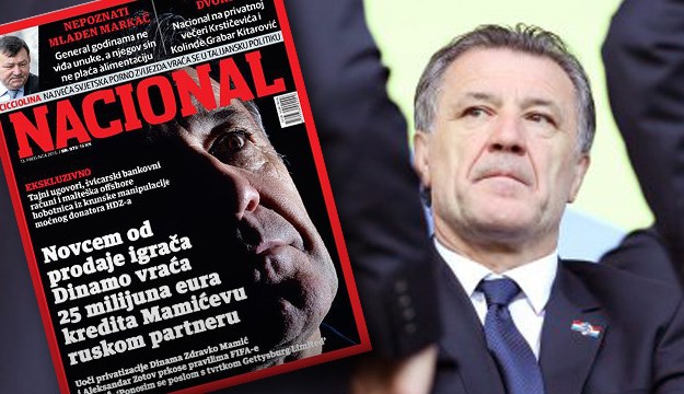 Naslovnica Nacionala: Dinamo novcem od prodaje igrača vraća 25 milijuna eura kredita Mamićevu ruskom partneru