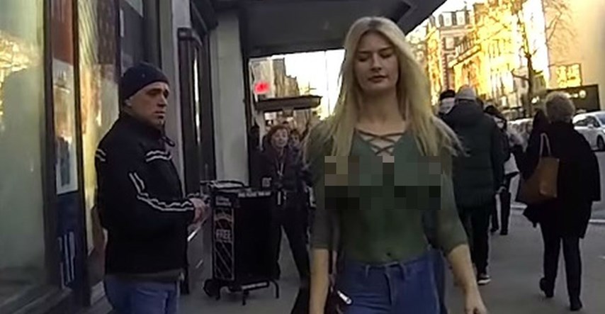VIDEO Manekenka golih grudi prošetala gradom, što mislite koliko je ljudi skužilo?