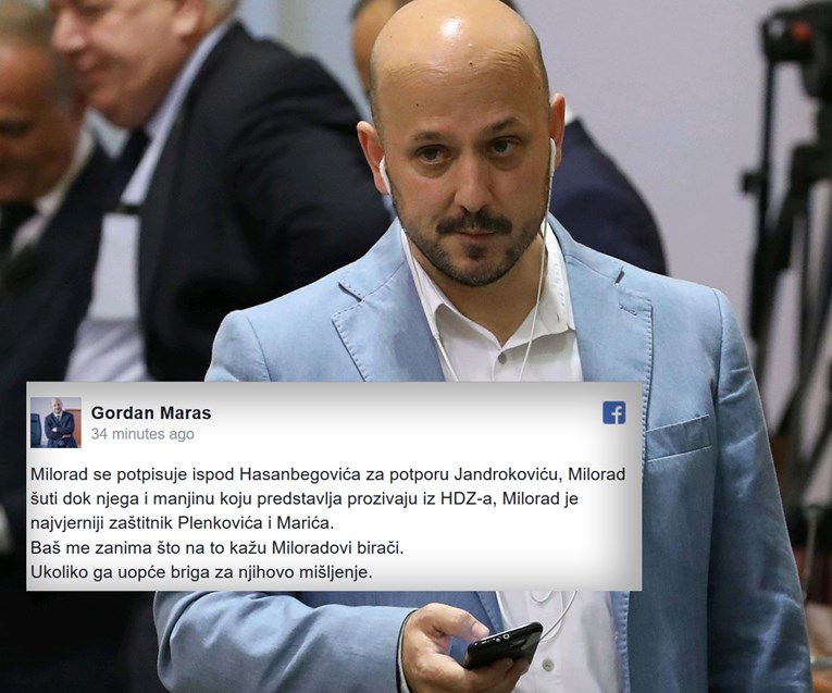 Maras se na Facebooku sad dohvatio i Pupovca: Milorad je najvjerniji zaštitnik Plenkovića i Marića