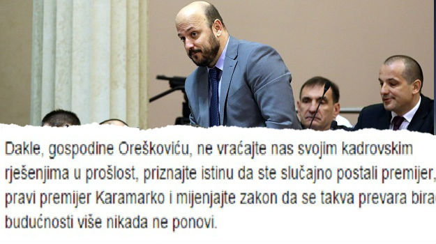 Maras pozvao Oreškovića: Priznajte istinu - da je pravi premijer Karamarko