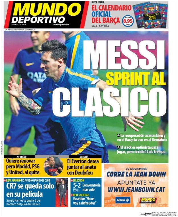 Svjetske naslovnice: Messi spreman za El Clasico?