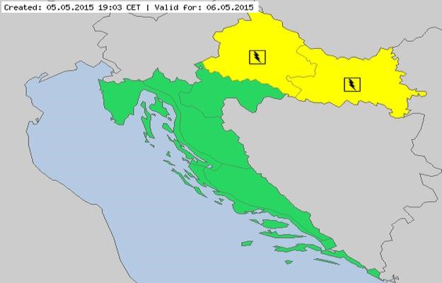 Meteoalarm oglasio žuto upozorenje za okolicu Zagreba i Osijeka