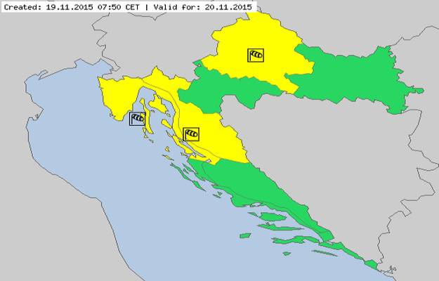 Meteoalarm izdao žuto upozorenje za petak, na području Gospića udari vjetra do 130 km/h