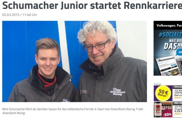 Schumacherov sin vozi u Formuli 4: "Ovo je tek početak moje karijere"
