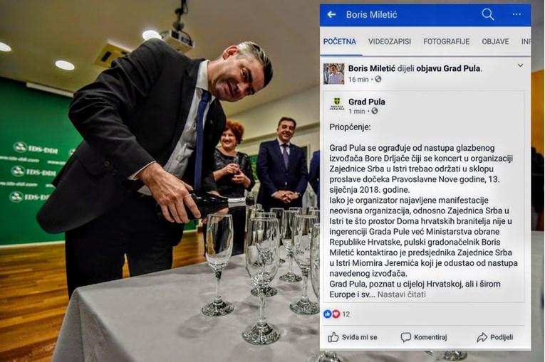 Gradonačelnik Pule Miletić: "Kratko i jasno, taj Drljača neće nastupiti"