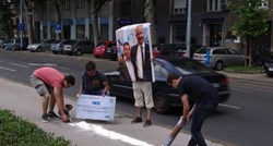 Mladež SDP-a ispred središnjice HDZ-a s "crticom kokaina" za Bujanca i Karamarka