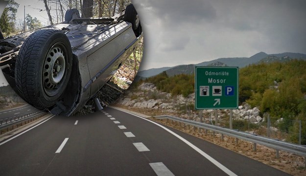 Nesreća na autocesti: Slovenci izletjeli i prevrnuli se kod odmorišta Mosor