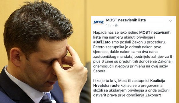 MOST: Napada nas se zbog privilegija zastupnika, a kriva je koalicija Hrvatska raste