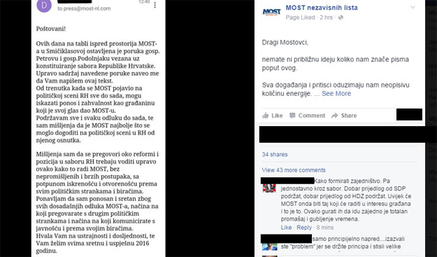 Stigao je i odgovor na brutalnu poruku MOST-u: "Vi ste najbolje što se moglo dogoditi Hrvatskoj"