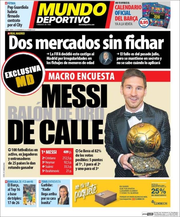 Svjetske naslovnice: Messi ide prema Zlatnoj lopti