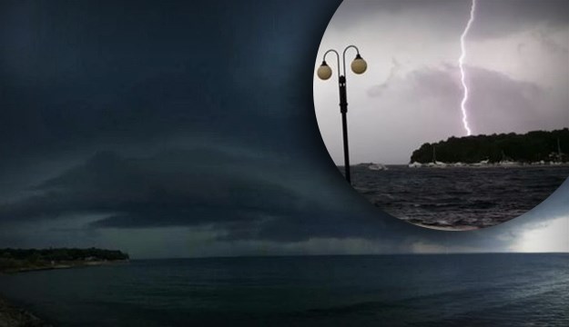Veliko nevrijeme u Istri - tuča, grmljavina, pljusak i olujni vjetar: U Novigradu crni oblak pretvorio dan u noć