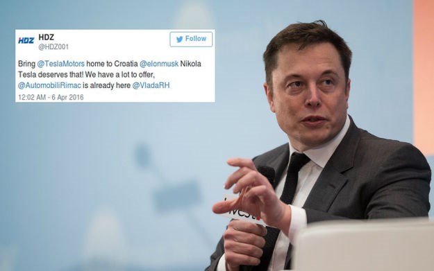 HDZ na Twitteru pozvao Elona Muska u Hrvatsku: "Dovedi Tesla Motors kući"