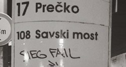 FOTO "Sieg Fail": Netko na tramvajskoj stanici u Zagrebu htio nacrtati kukasti križ pa se osramotio