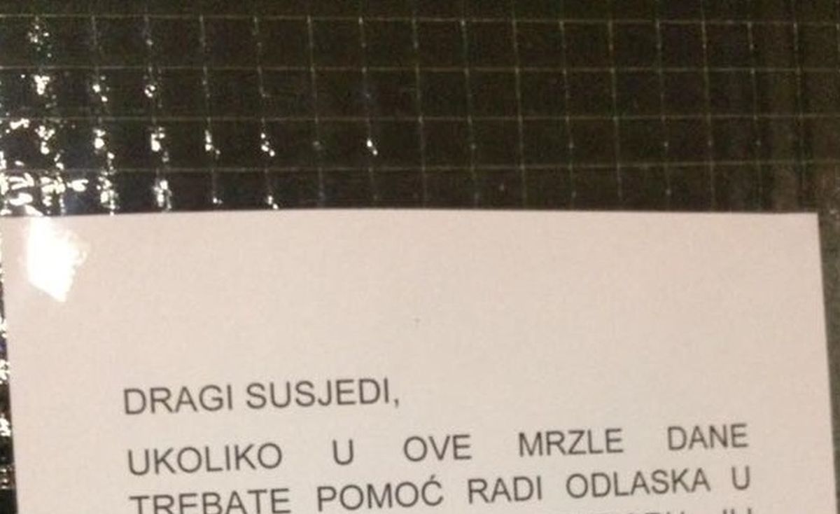 Poruka u Zagrebu vraća vjeru u ljude: "Dragi susjedi, u ove mrzle dane..."