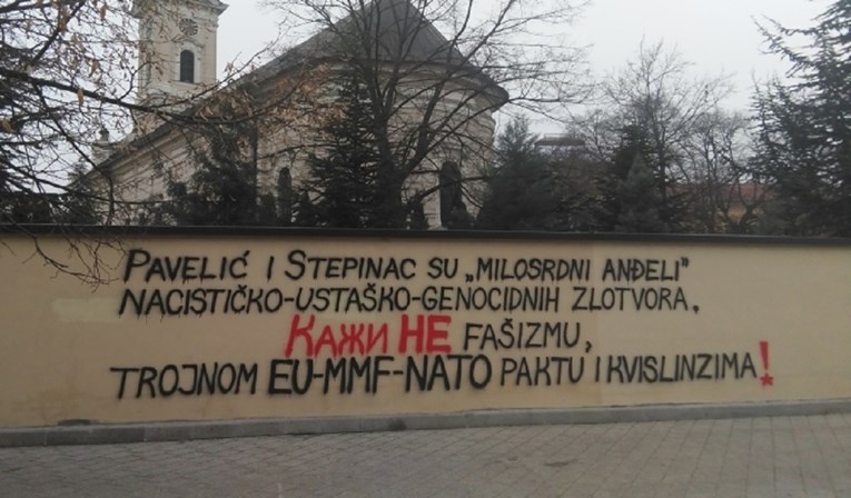 FOTO U Novom Sadu osvanuo veliki grafit o Stepincu i Paveliću