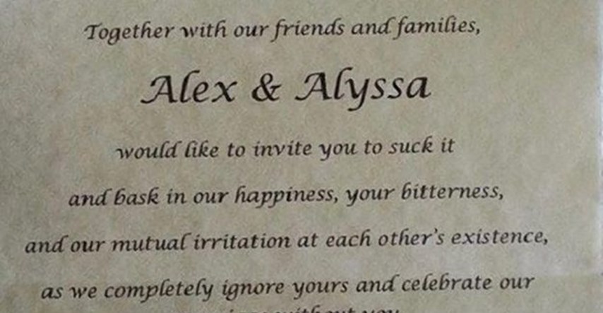 Nije željela da joj roditelji dođu na vjenčanje pa im je poslala ovo