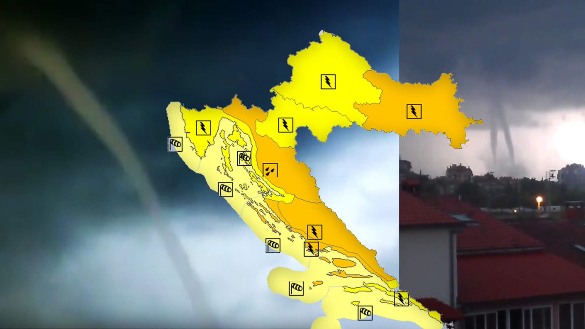 TEMPERATURE PALE NA KOPNU Danas moguće jako nevrijeme u Dalmaciji, Meteoalarm predviđa i pijavice
