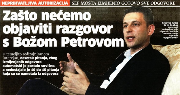 Glasilo korumpirane frakcije SDP-a glumi profesionalizam: Petrov izmijenio odgovore, odbili objaviti intervju