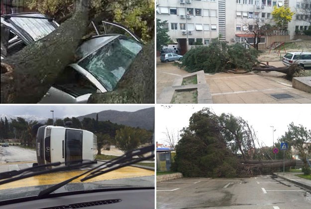 Evakuirani učenici splitske škole: Noćas nevrijeme rušilo stabla, električne stupove i kontejnere