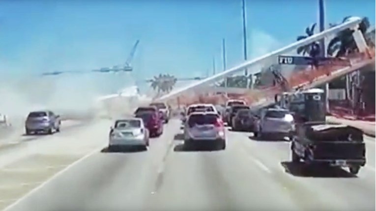 VIDEO Vozač snimio trenutak urušavanja mosta u Miamiju, vozio je prema njemu