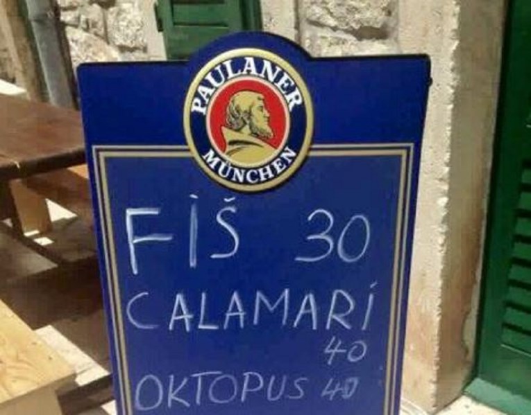 Meni restorana iz Primoštena postao hit na Facebooku: "Fiš 30 kuna, šrimp 35 kuna..."