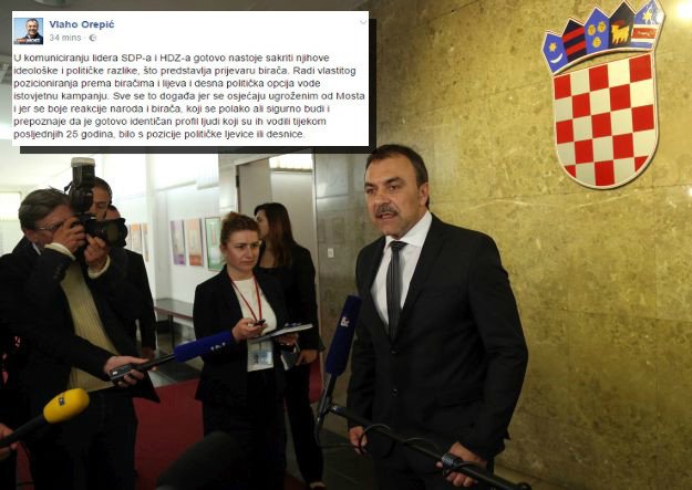 Orepić: HDZ i SDP se boje Mosta, a narod shvaća da su te stranke iste