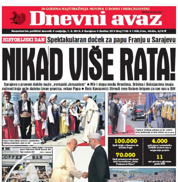 Mediji o posjeti: Papa Franjo izvukao je ono najbolje iz Bosne Hercegovine