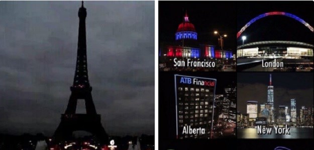 Pariz u mislima cijelog svijeta: Zgrade u francuskim bojama, Eiffelov toranj zavijen u crno